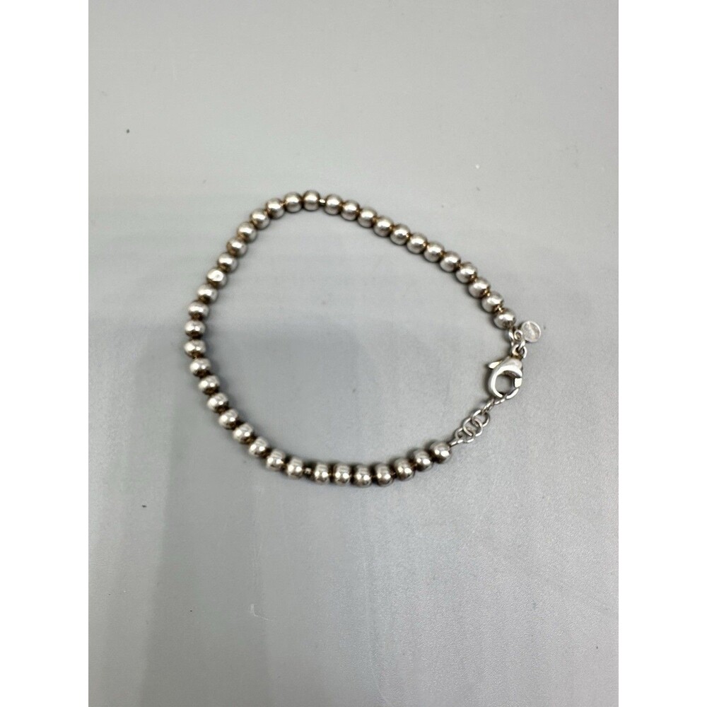 925 Sterling Silver Miabella Italy 4mm Ball Beads On Chain Bracelet 6.5”